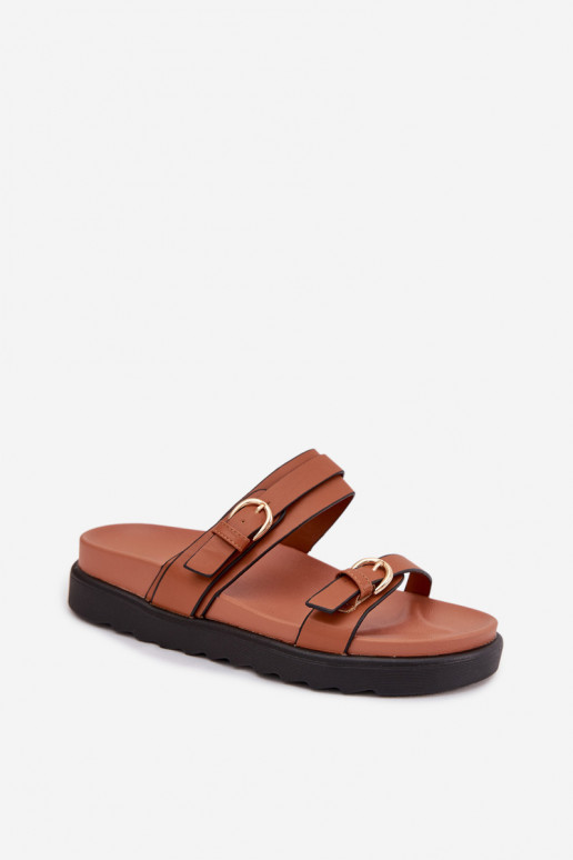 naiste plätud platvormiga Triipudega I Kuldset värvimi neetide ja pandlagami pruunid värvi Rirea