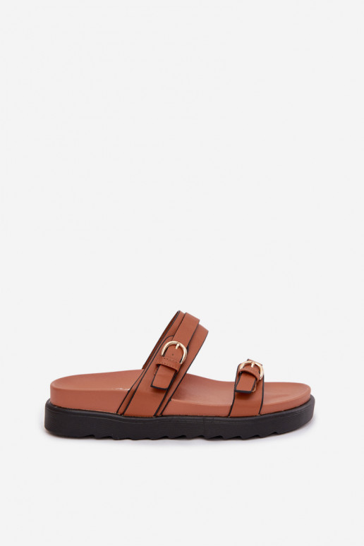 naiste plätud platvormiga Triipudega I Kuldset värvimi neetide ja pandlagami pruunid värvi Rirea