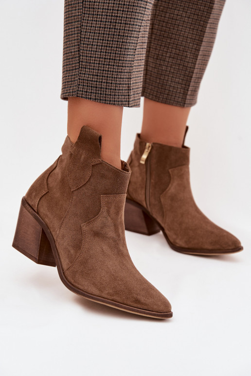 kauboistiilis saapadPealturalnego seemisnakhsedu Zazoo 3153 Khakivärvi