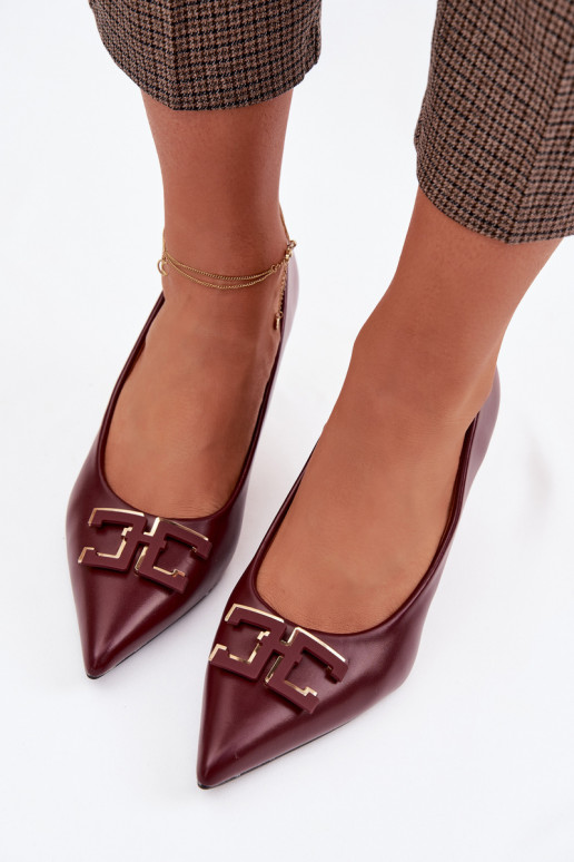 kõrge kontsaga Kingad kaunistustega Eko Pealhk bordoo-värvi Fivara