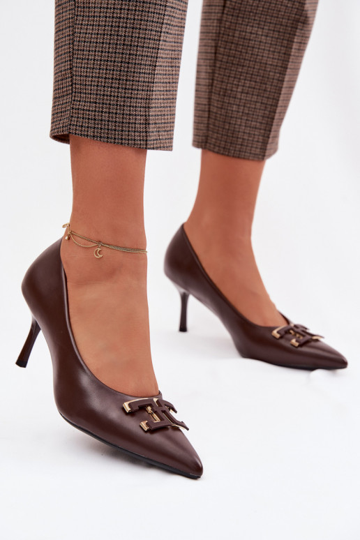 kõrge kontsaga Kingad kaunistustega Eko Pealhk Czekoladosissee Fivara