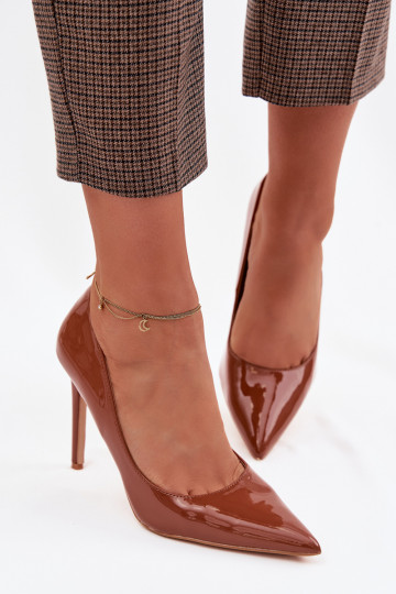 Laque kõrge kontsaga eko-nahast pruunid värvi Jonira