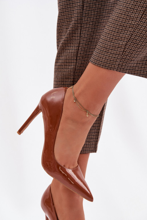 Laque kõrge kontsaga eko-nahast pruunid värvi Jonira