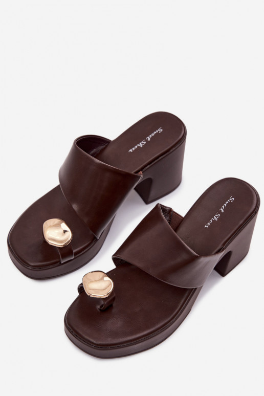 naiste plätud Peal Słupkosisseym Obcasie Ze Kuldset värvim Detalem Czekoladosissee Sinora