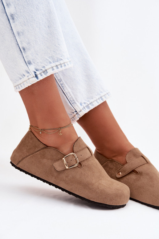 jalatsid Pealiste omad Eco Suedeosissee Kuldse pandlaga beeži värvi Ismora