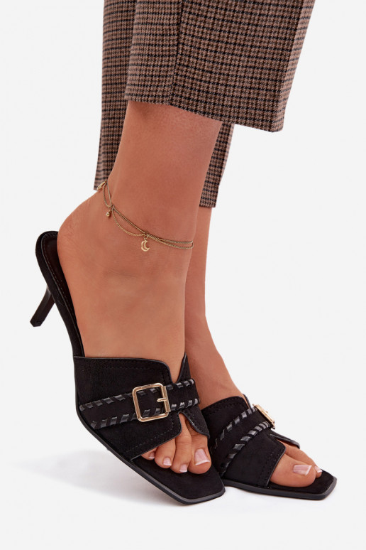 naiste plätud kõrge jämeda kontsaga rihmadega I Złotą neetide ja pandlaga msuud Jelira