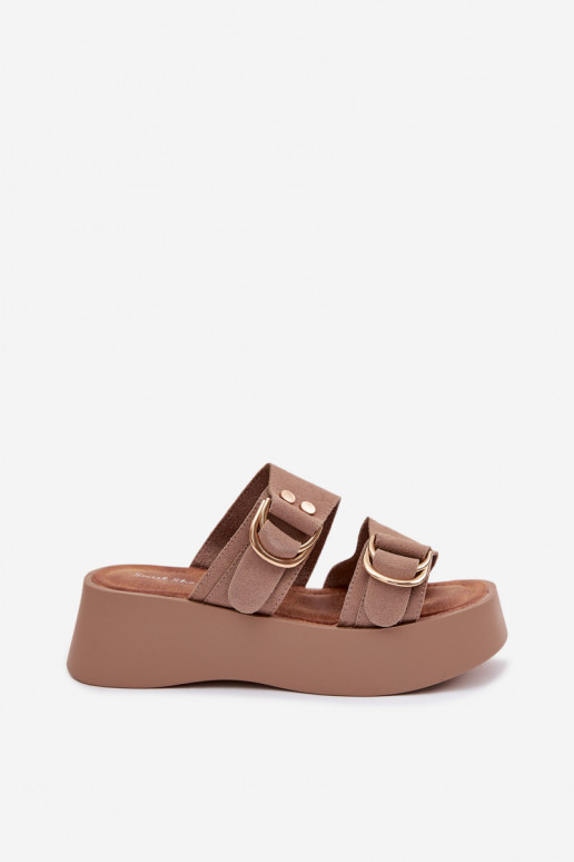 naiste plätud platvormiga Ze Kuldset värvimi neetide ja pandlagami beeži värvi Nelirae