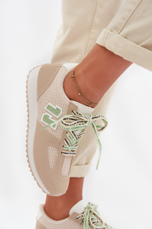 Sneakers tüüpi jalanõud Pealiste omad Koos Ornate Paeladm beeži värvi Henira