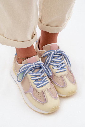 Sneakers tüüpi jalanõud Pealiste omad eko-nahast Kollased Kelira