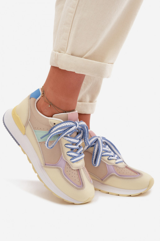 Sneakers tüüpi jalanõud Pealiste omad eko-nahast Kollased Kelira