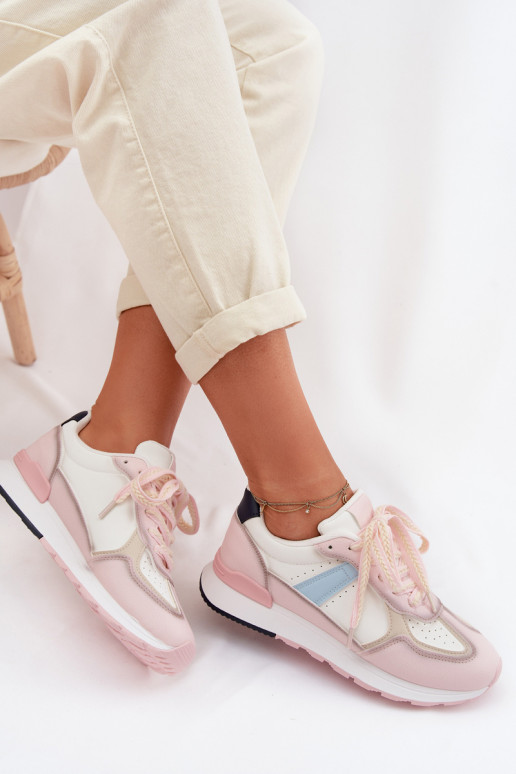 Sneakers tüüpi jalanõud Pealiste omad eko-nahast Tumeroosad värvi Kelira