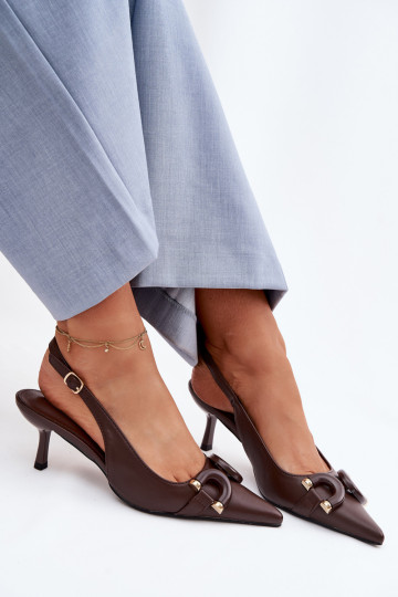 Pealistesandaalid kõrge jämeda kontsaga Koos Ornate Detalem Czekoladosissee Brienne