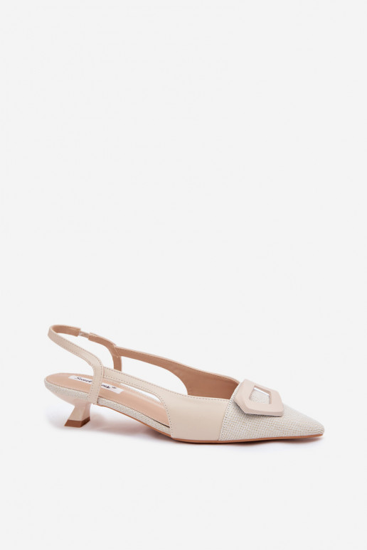 Pealistesandaalid Sellel ondala kontsaga Koos Ornate Detalem beeži värvi Camira