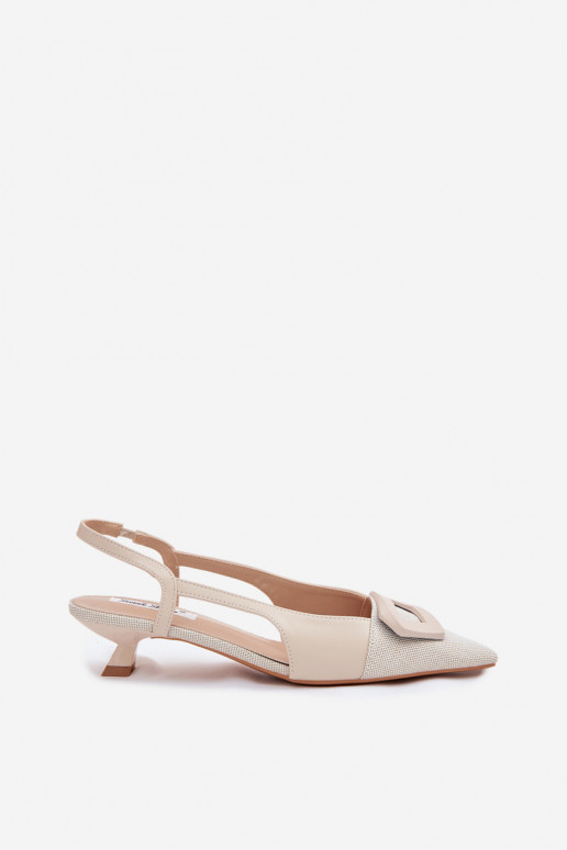 Pealistesandaalid Sellel ondala kontsaga Koos Ornate Detalem beeži värvi Camira