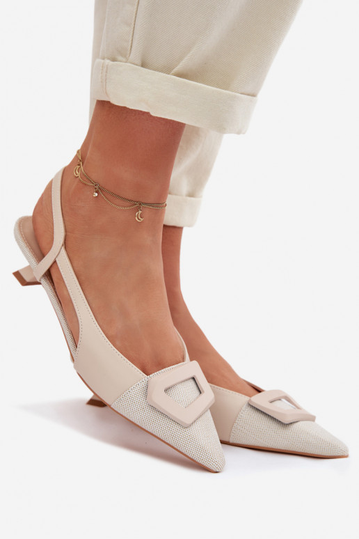 Pealistesandaalid Sellel ondala kontsaga Koos Ornate Detalem beeži värvi Camira