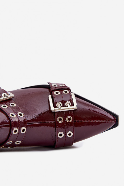 Laque Pealiste poolsaapad laiade nööridega Triipudega I neetide ja pandlagami bordoo-värvi Hamira