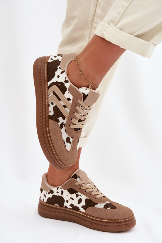 Sneakers tüüpi jalanõud Pealiste omad platvormiga IN Łaty beeži värvi Denissa