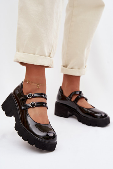 Laque Pealiste omad jalatsid kõrge jämeda kontsaga Triipudega msuud Kamira 2