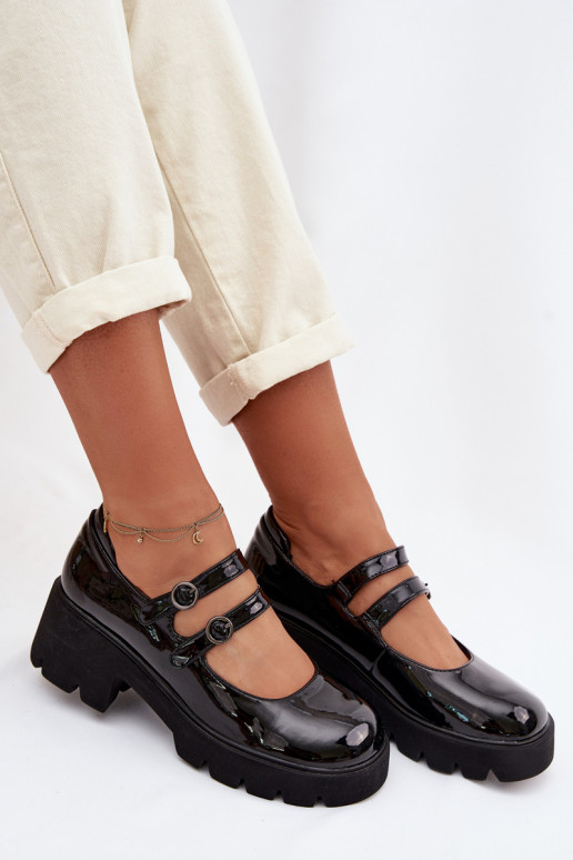 Laque Pealiste omad jalatsid kõrge jämeda kontsaga Triipudega msuud Kamira