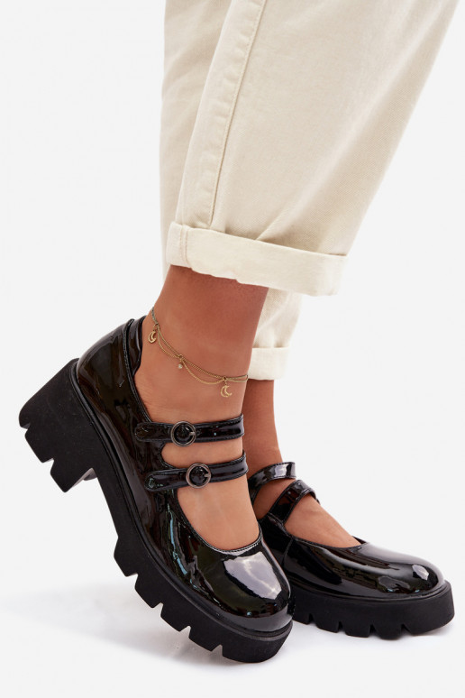 Laque Pealiste omad jalatsid kõrge jämeda kontsaga Triipudega msuud Kamira