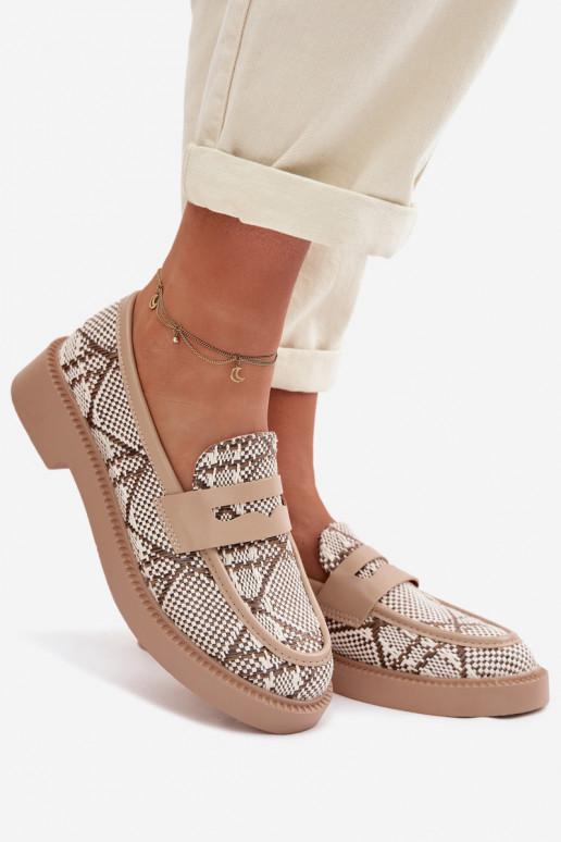 naiste mokassiinid Mustriline beeži värvi Barisa