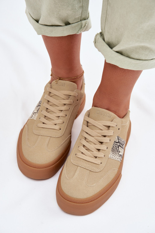 Sneakers tüüpi jalanõud Pealiste omad Ze INstasissekami Sellel ondu nahk Big Star TT274298 beeži värvi