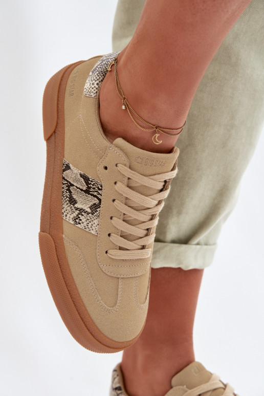 Sneakers tüüpi jalanõud Pealiste omad Ze INstasissekami Sellel ondu nahk Big Star TT274298 beeži värvi