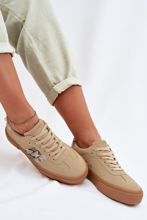 Sneakers tüüpi jalanõud Pealiste omad Ze INstasissekami Sellel ondu nahk Big Star TT274298 beeži värvi