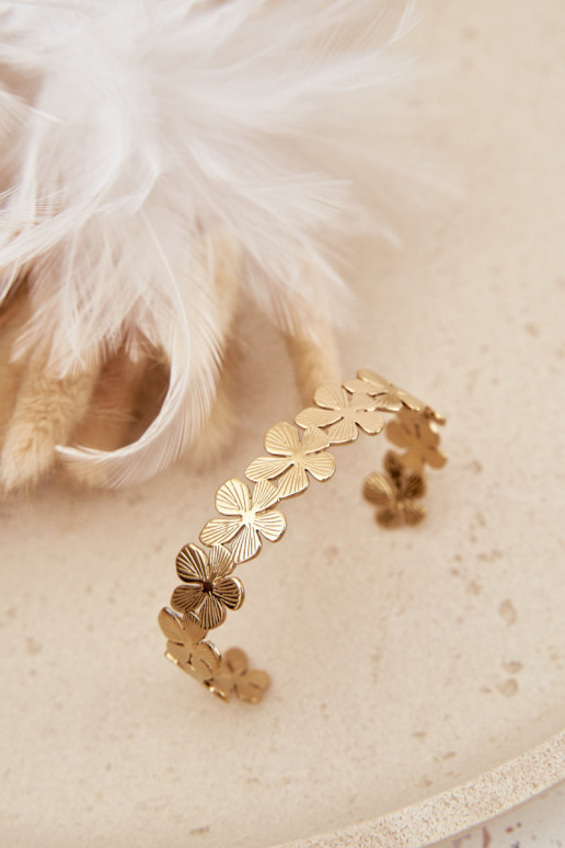 Käevõru Pealiste omad roostevabast terasest lilledega Kuldset värvi