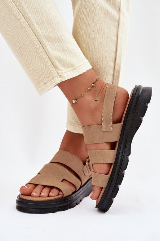 Pealistesandaalid seemisnahast Big Star TT274482 beeži värvi