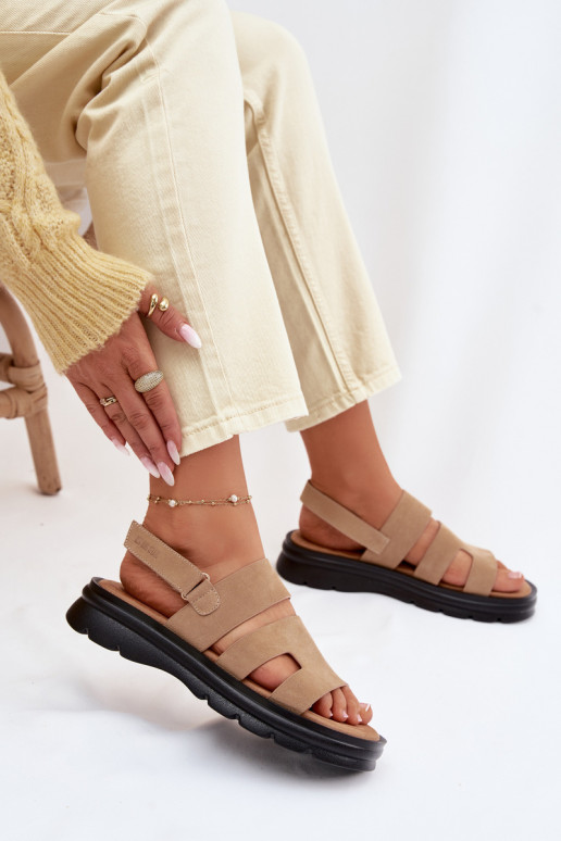 Pealistesandaalid seemisnahast Big Star TT274482 beeži värvi