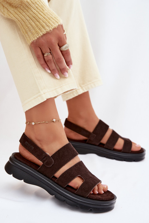 Pealistesandaalid seemisnahast Big Star TT274483 Czekoladosissee