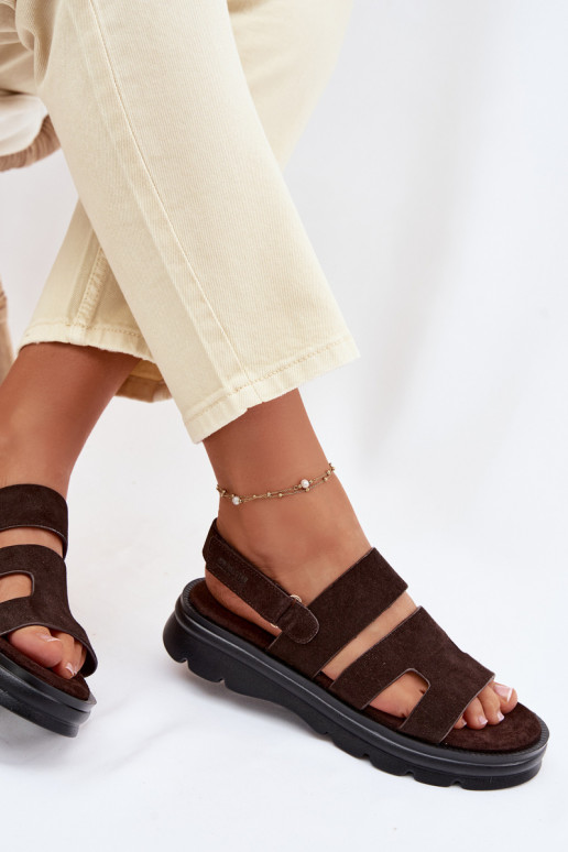 Pealistesandaalid seemisnahast Big Star TT274483 Czekoladosissee