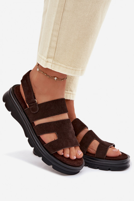 Pealistesandaalid seemisnahast Big Star TT274483 Czekoladosissee