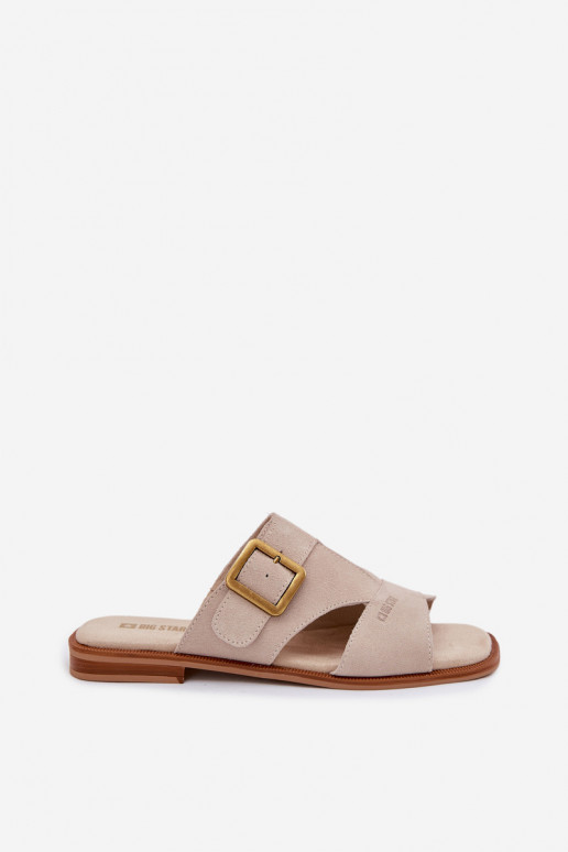 naiste seemisnahksed sussid laiade nööridega neetide ja pandlaga Big Star TT274476 beeži värvi