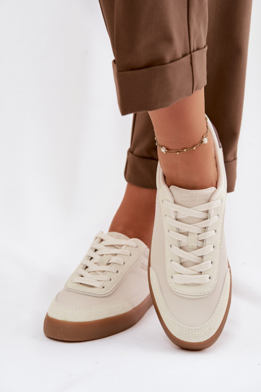 Sneakers tüüpi jalanõud Pealiste omad eko-nahast Big Star TT274311 Elevandiluu värvi