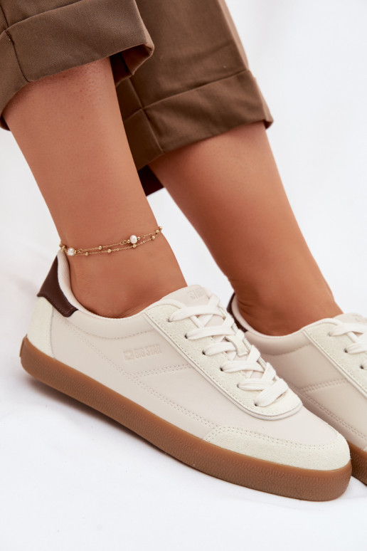 Sneakers tüüpi jalanõud Pealiste omad eko-nahast Big Star TT274311 Elevandiluu värvi