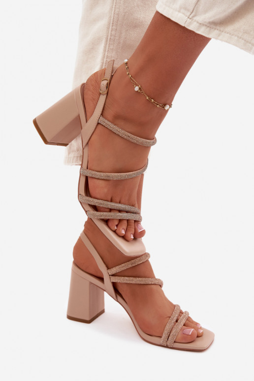 Pealistesandaalid Triipudega Ja tsirkoonid beeži värvi Brelia