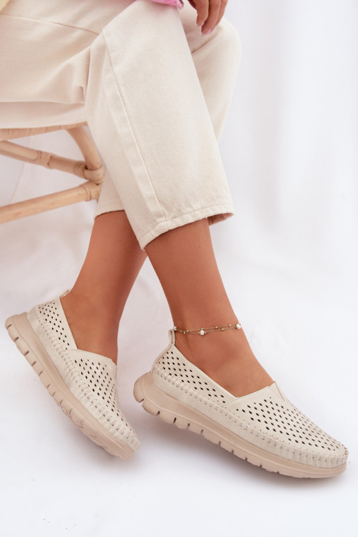 Ažuurne Valgus naiste mokassiinid Sergio Leone MK099H beeži värvi-Kuldset värvi