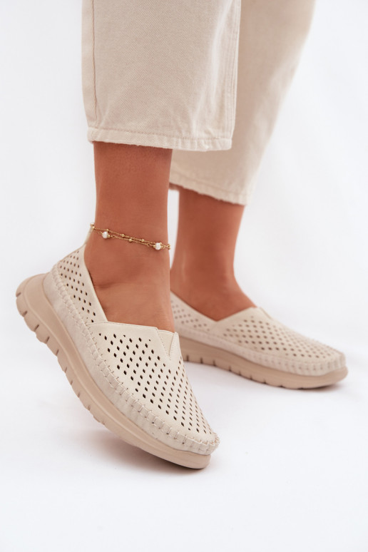 Ažuurne Valgus naiste mokassiinid Sergio Leone MK099H beeži värvi-Kuldset värvi