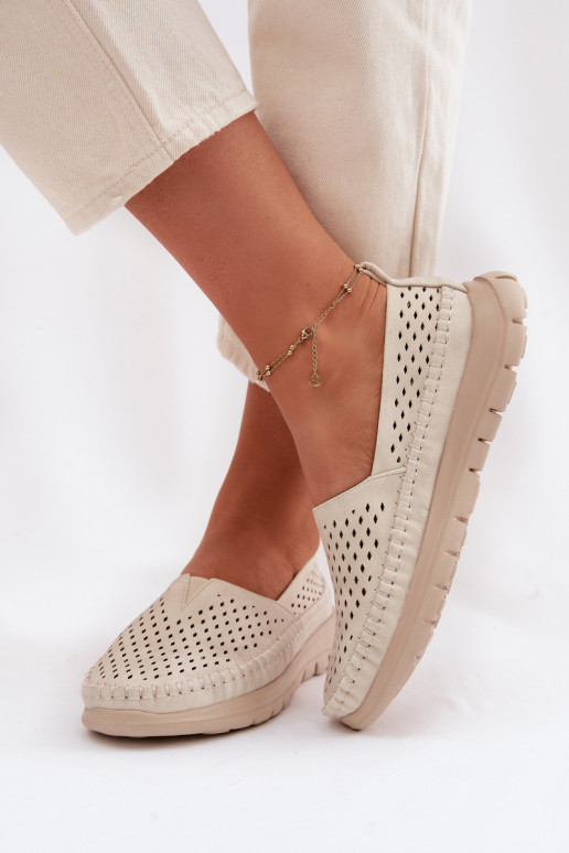 Ažuurne Valgus naiste mokassiinid Sergio Leone MK099H beeži värvi-Kuldset värvi