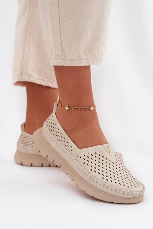 Ažuurne Valgus naiste mokassiinid Sergio Leone MK099H beeži värvi-Kuldset värvi