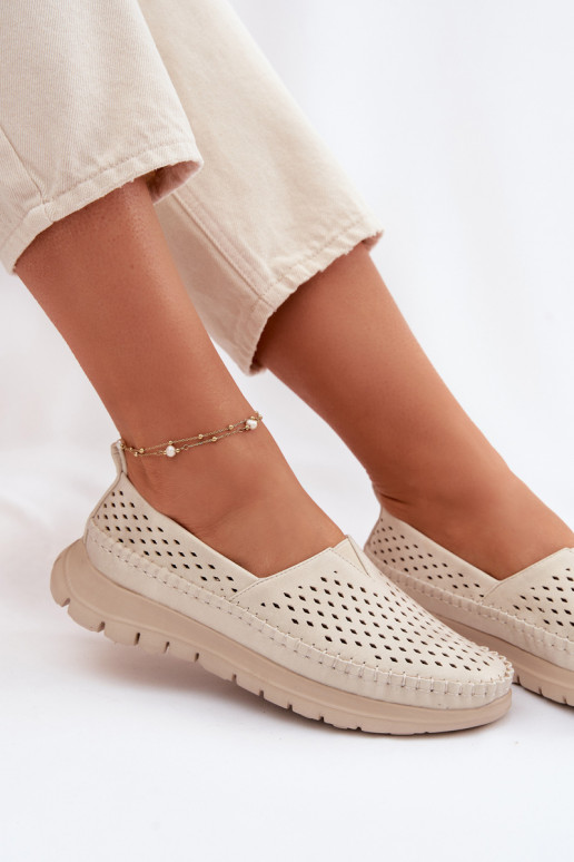 Ažuurne Valgus naiste mokassiinid Sergio Leone MK099H beeži värvi-Kuldset värvi