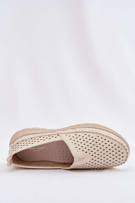 Ažuurne Valgus naiste mokassiinid Sergio Leone MK099H beeži värvi-Kuldset värvi