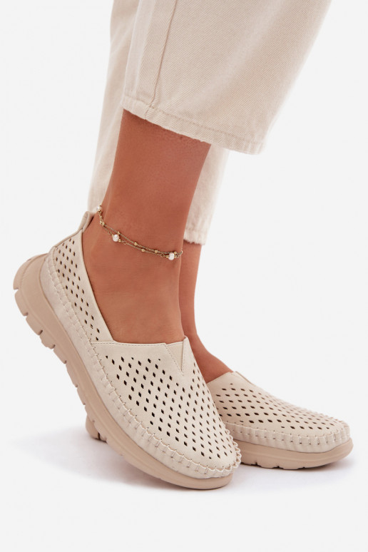 Ažuurne Valgus naiste mokassiinid Sergio Leone MK099H beeži värvi-Kuldset värvi