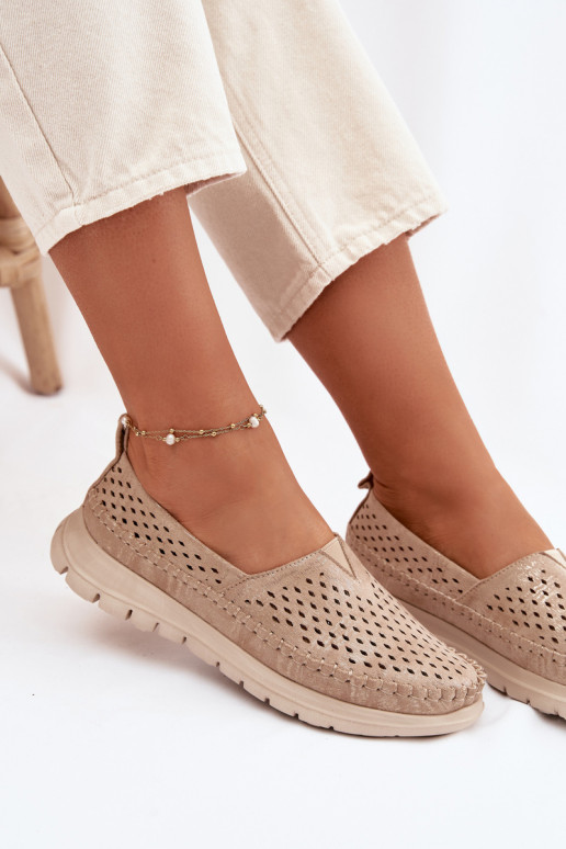 Ažuurne Valgus naiste mokassiinid Sergio Leone MK099H Kuldset värvi