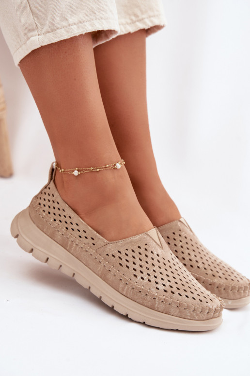 Ažuurne Valgus naiste mokassiinid Sergio Leone MK099H Kuldset värvi