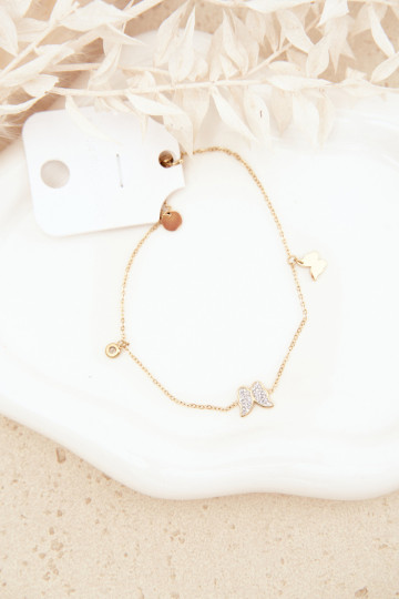 Pahkluu käevõru Koos liblikatega Kuldset värvi 2