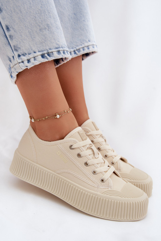 naiste saapad platvormiga Big Star TT274271 beeži värvi