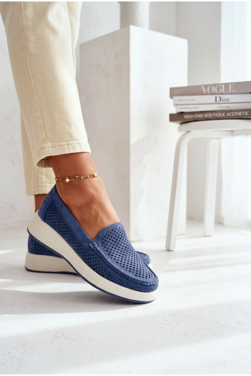 Ažuurne naiste mokassiinid Sergio Leone MK097H Sinist värvi